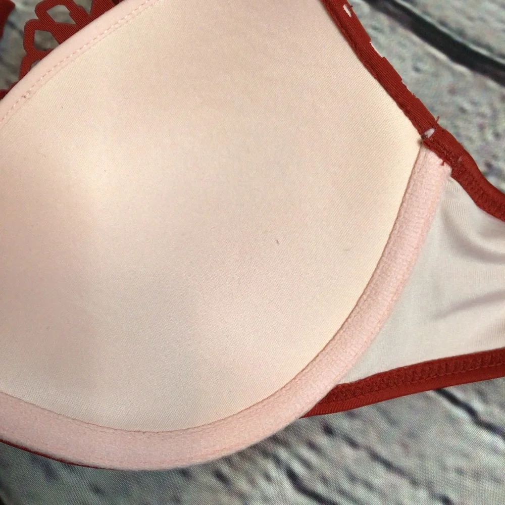 Shade & Shore Rust Halter Style Padded Laser Cut Bikini Top 34B